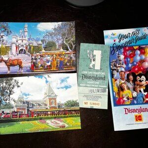 Disney Vintage Items (Brochure, 1988 Ticket and‎ Postcards)